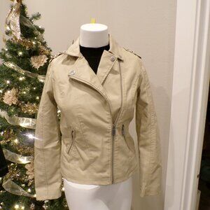 New Look Beige Faux Leather Jacket Size Small